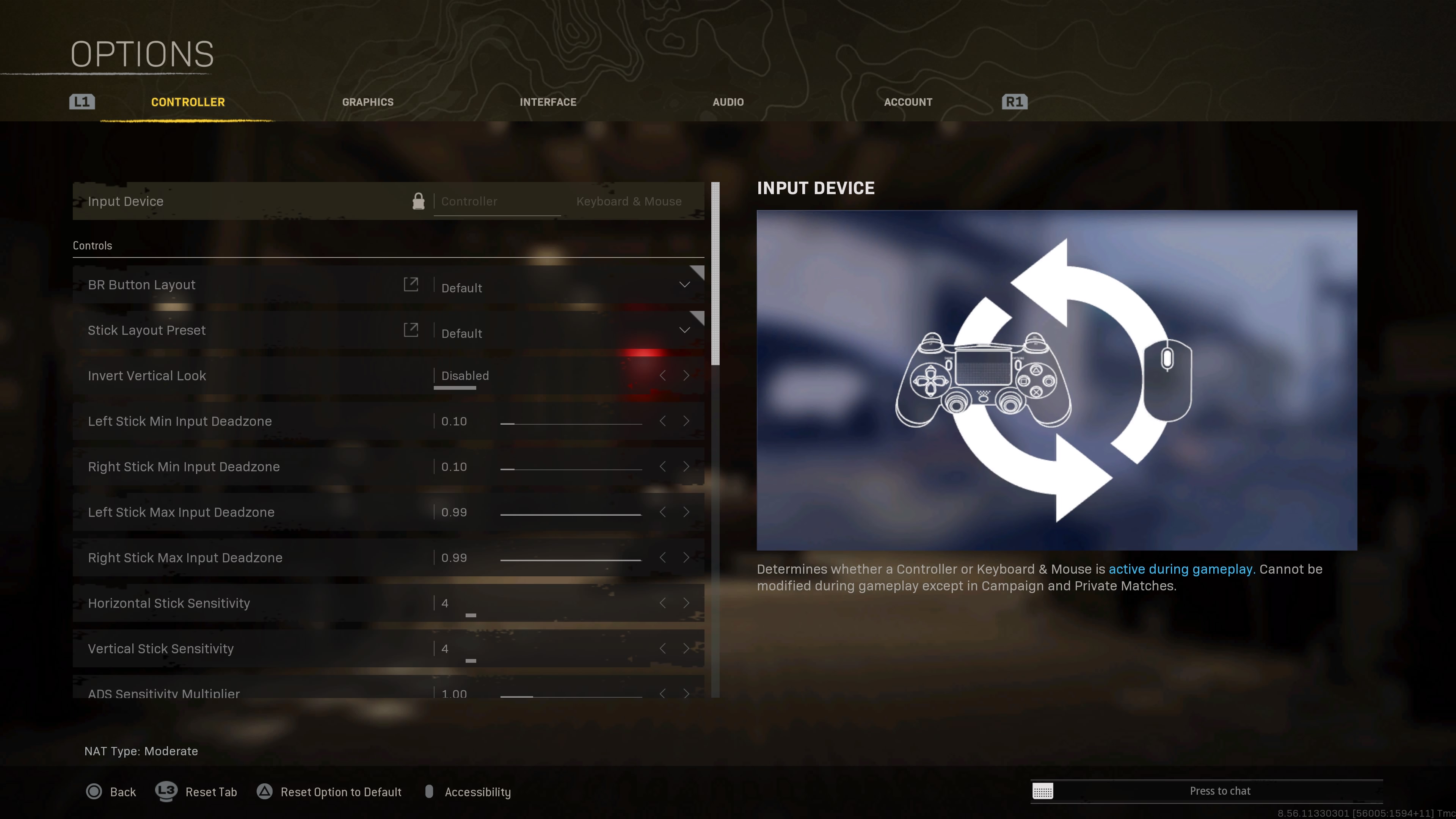 Crossplay options in the Warzone menus.