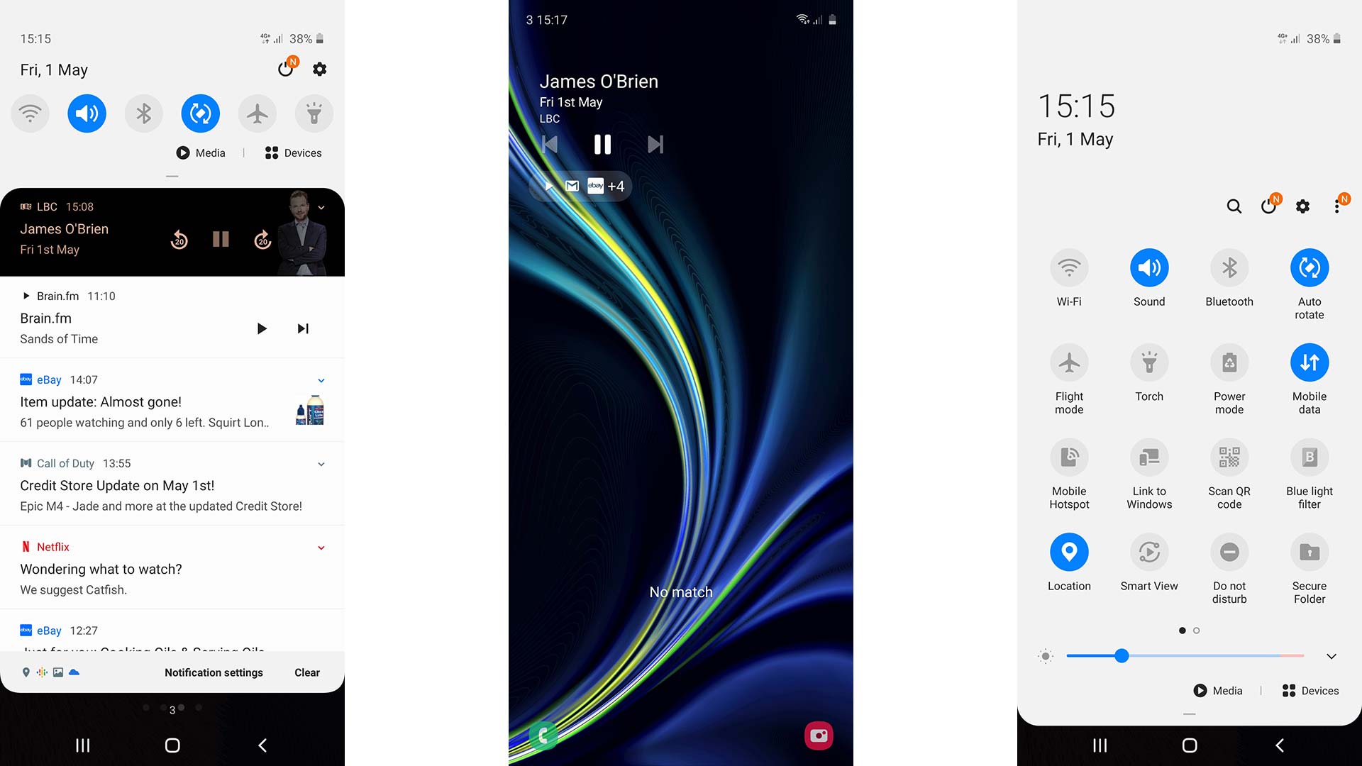 A trio of Samsung Galaxy A51 screenshots