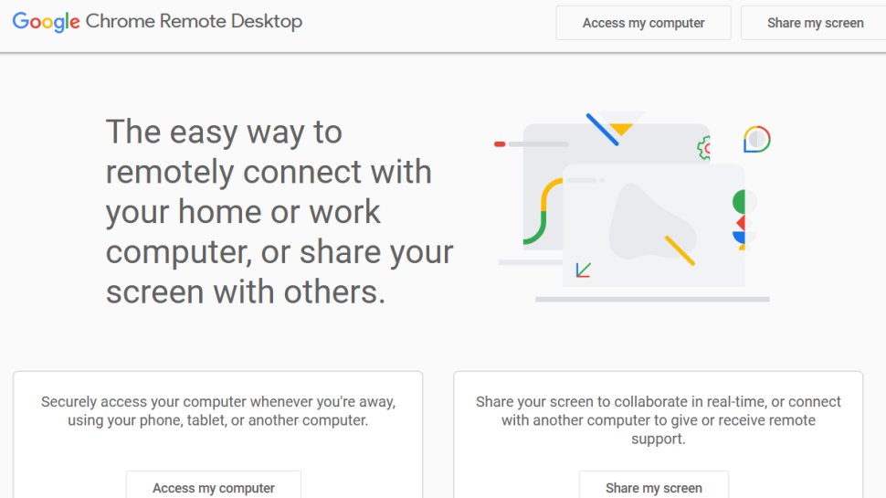 Website screenshot of Chrome Remote Desktop (November, 2025)