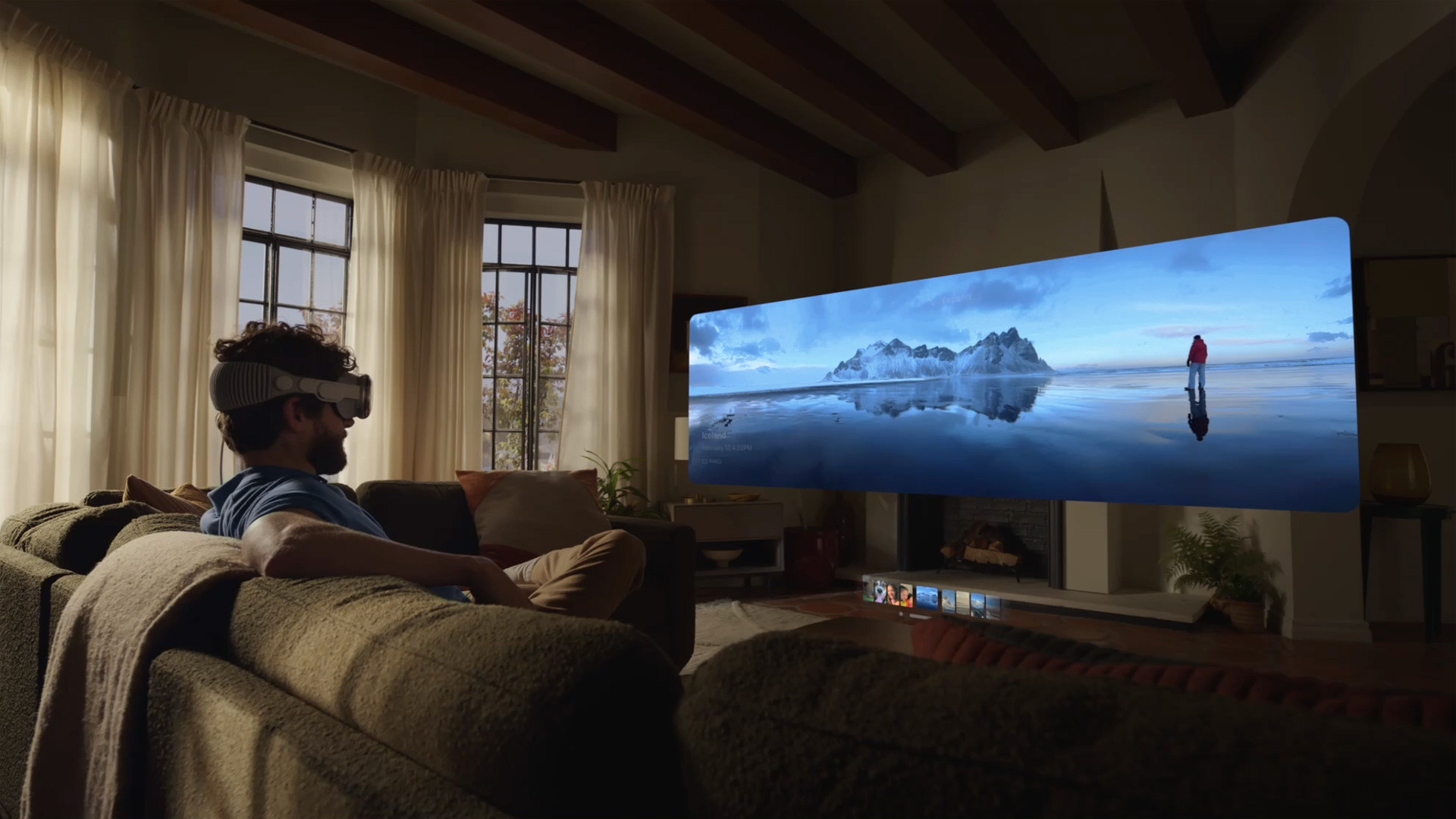 Man watching movie in visionOS