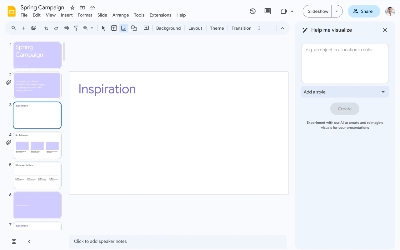 Google Slides Duet AI Workspace