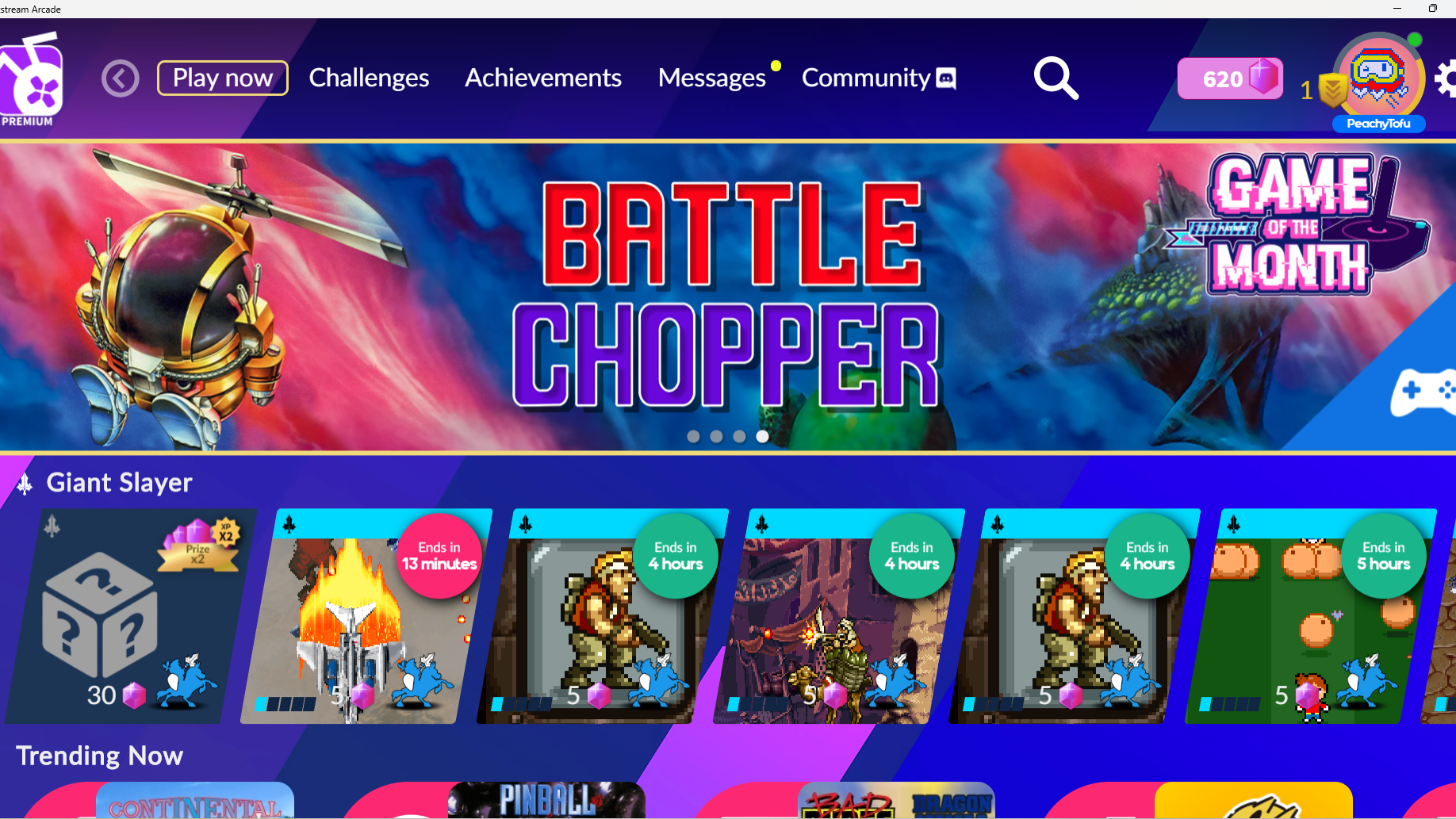The main menu of Antstream Arcade.