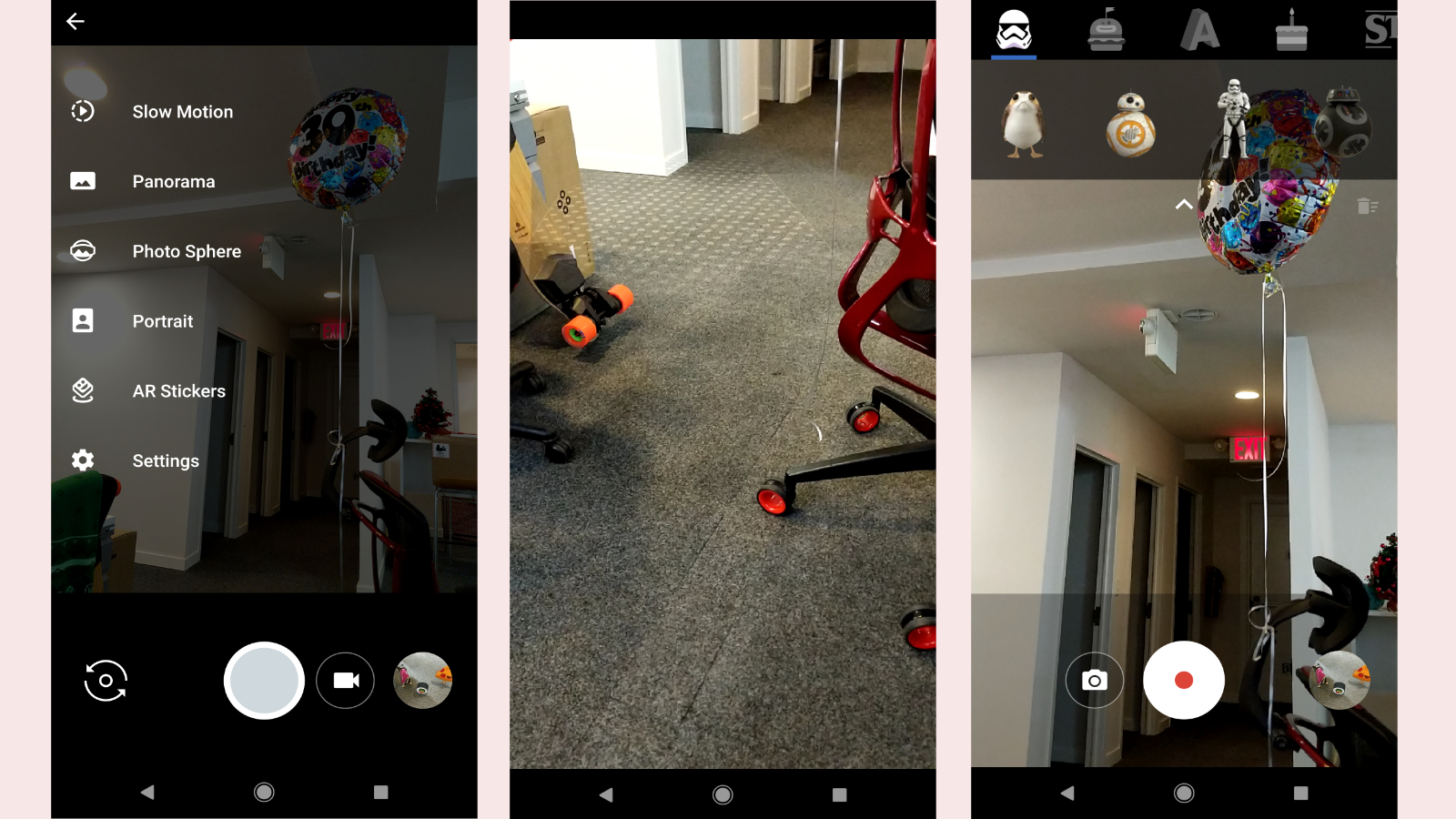 The AR Stickers user interface