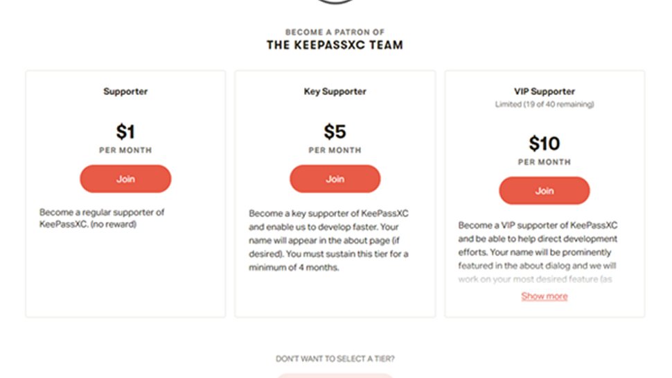 KeePassXC: you can support the developers with donations