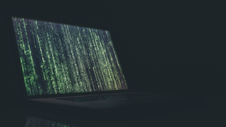 Laptop in a dark room