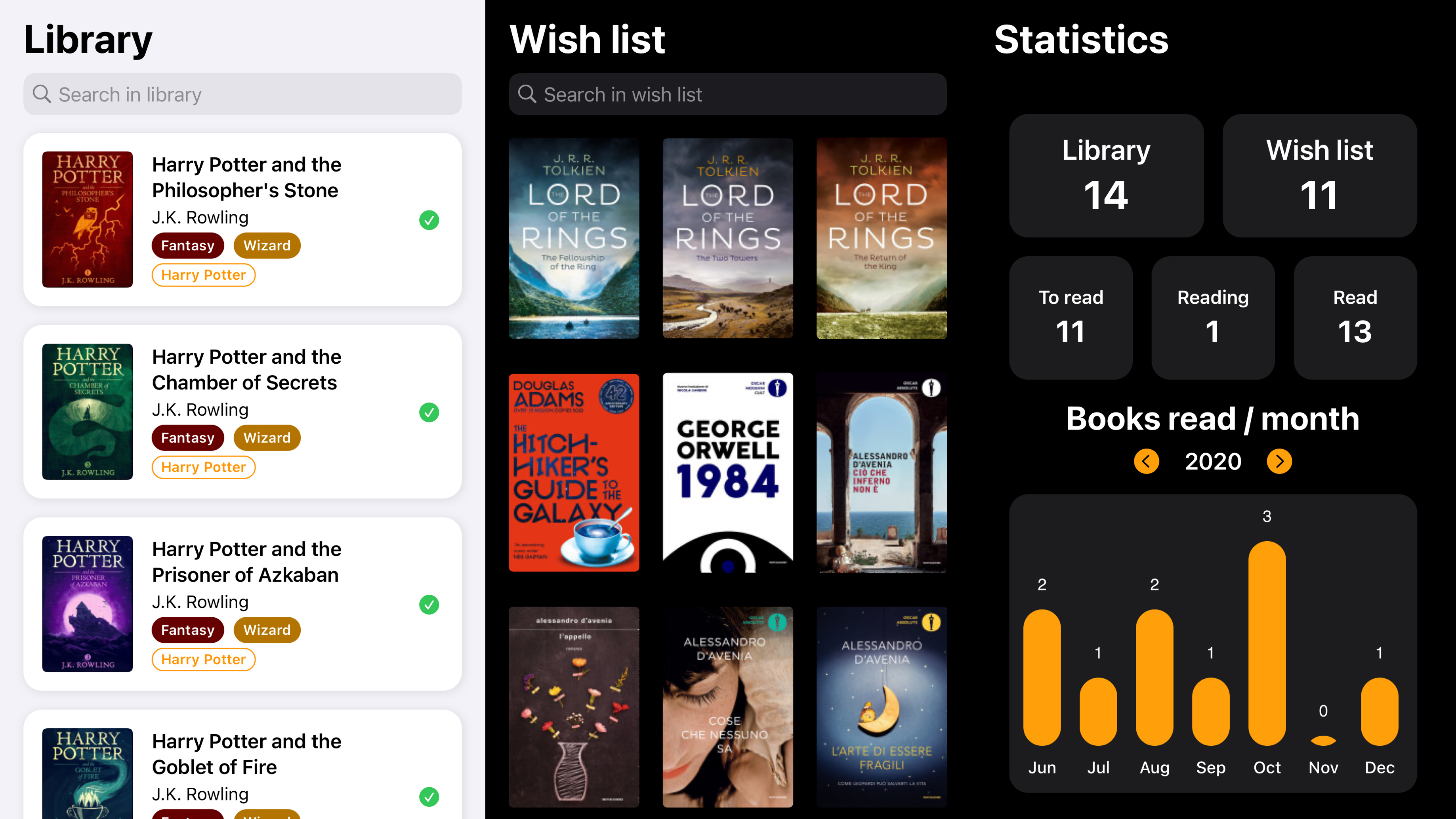 Screenshots showing Book Track - Library Manager