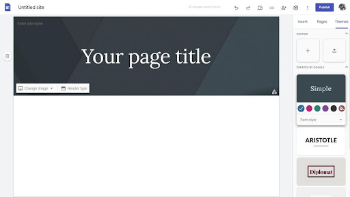 Google Sites template