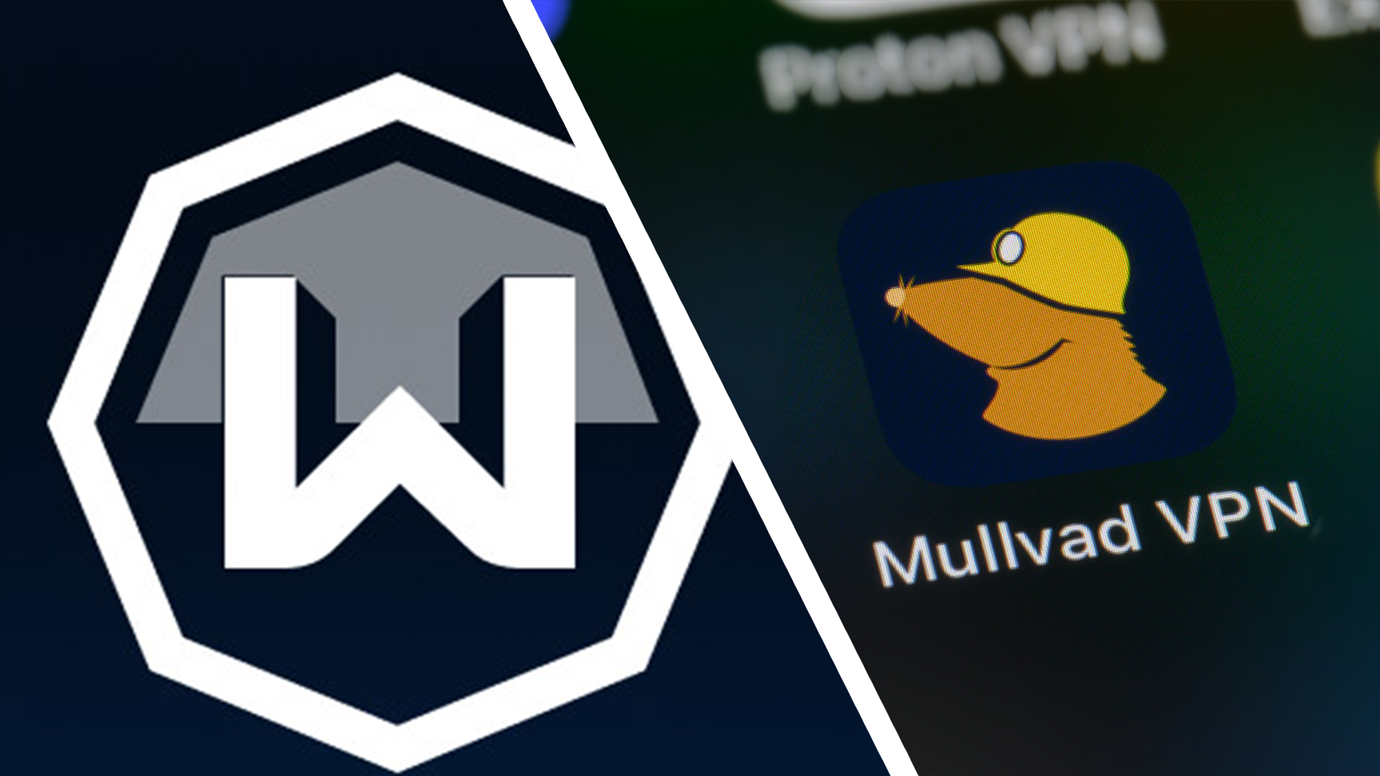 Windscribe and Mullvad VPN logos