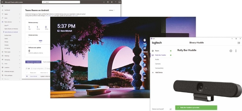 Desktop screenshot of the Logitech Rally Bar Huddle's cloud management system