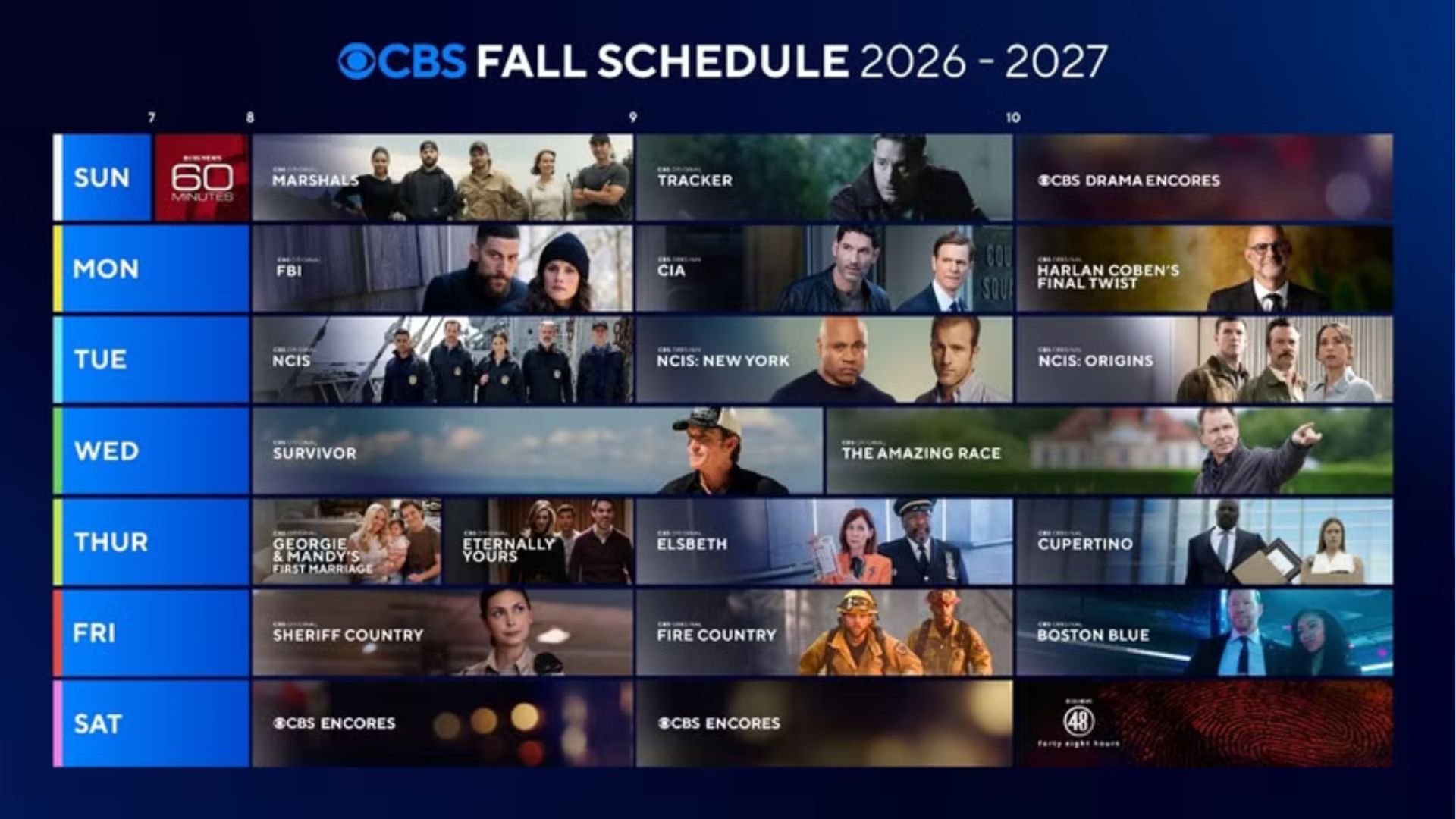 A screenshot of CBS' fall 2026 schedule