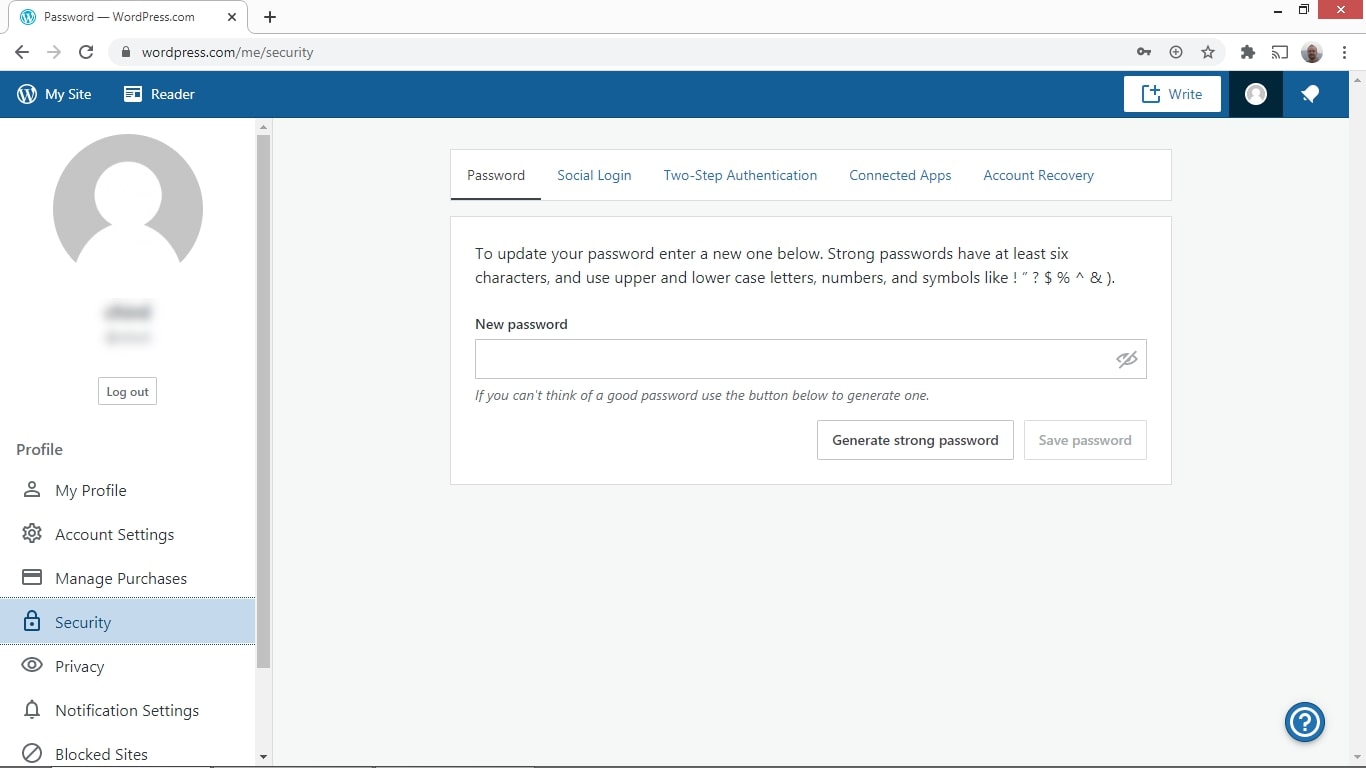 Wordpress password