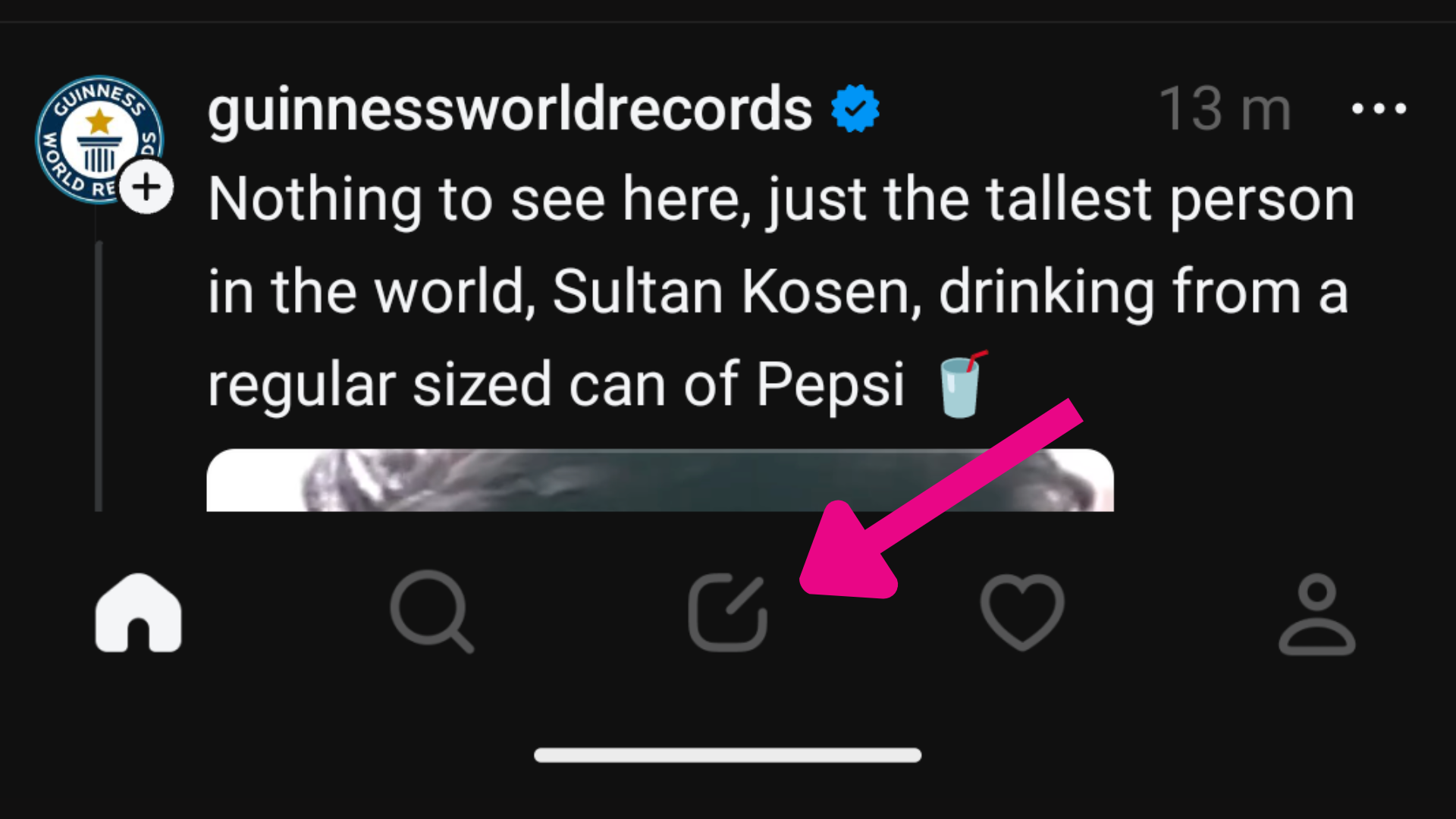 An arrow points to the threads Post icon