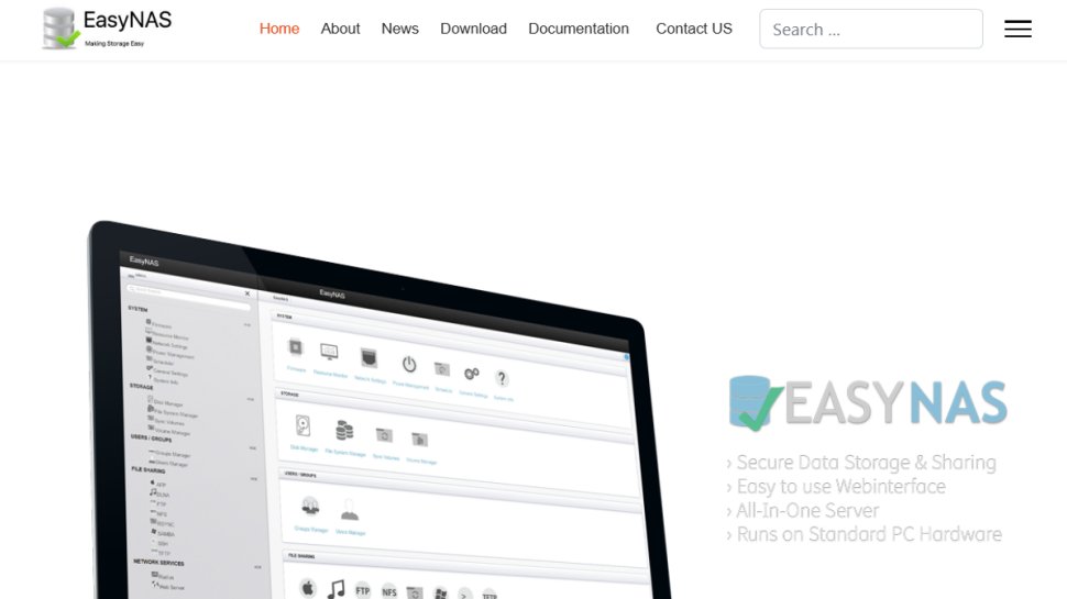 EasyNAS website screenshot (September 2025).