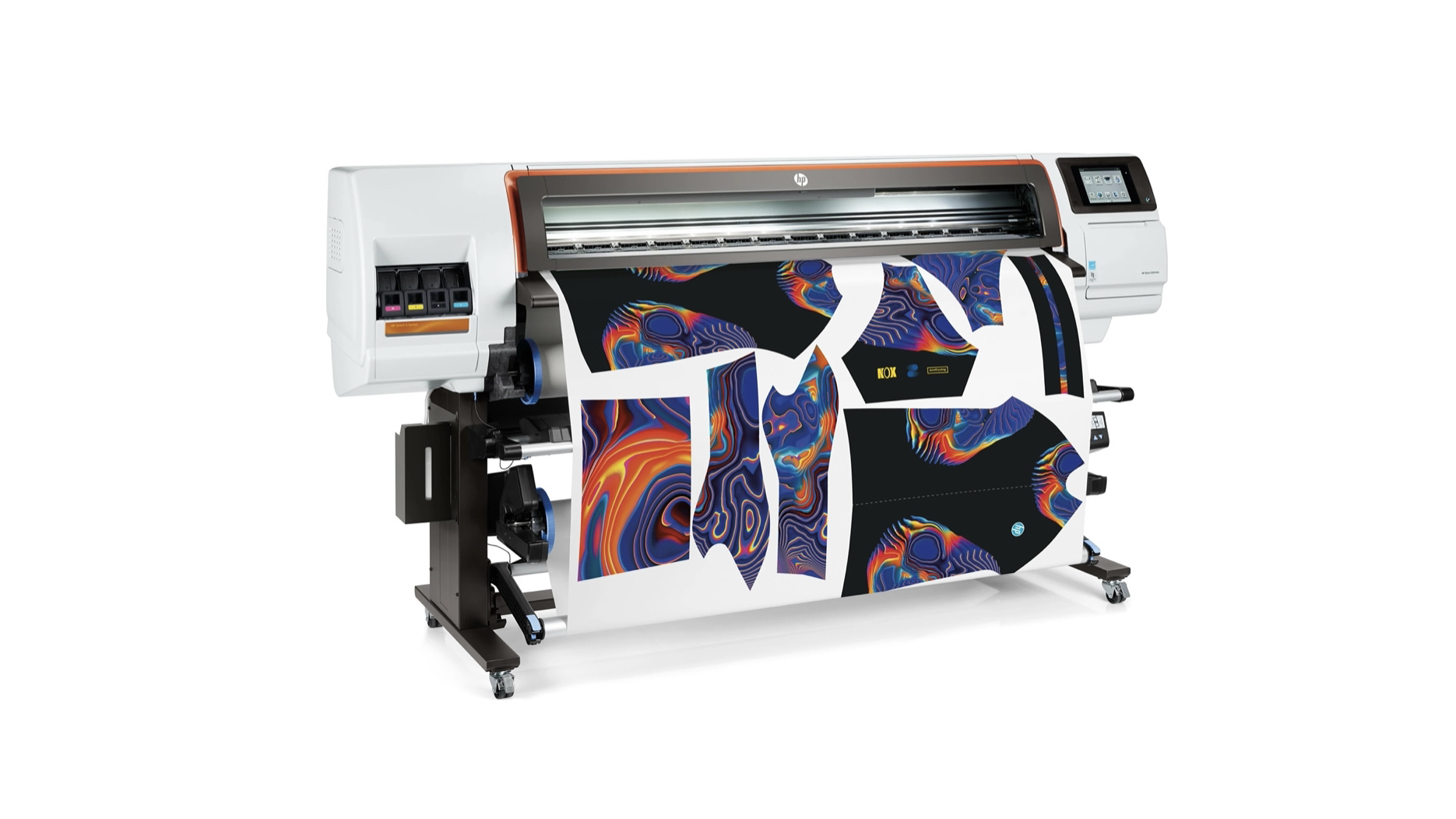 HP Stitch S500 printing colorful clothing designs