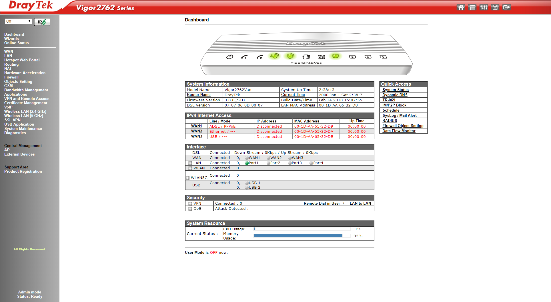 The 2762Vac's web interface is very functional, with loads of in depth configuration and management options. Image credit: TechRadar