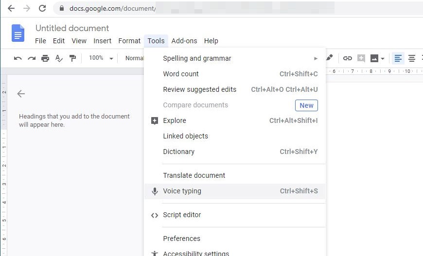 Google Voice Typing