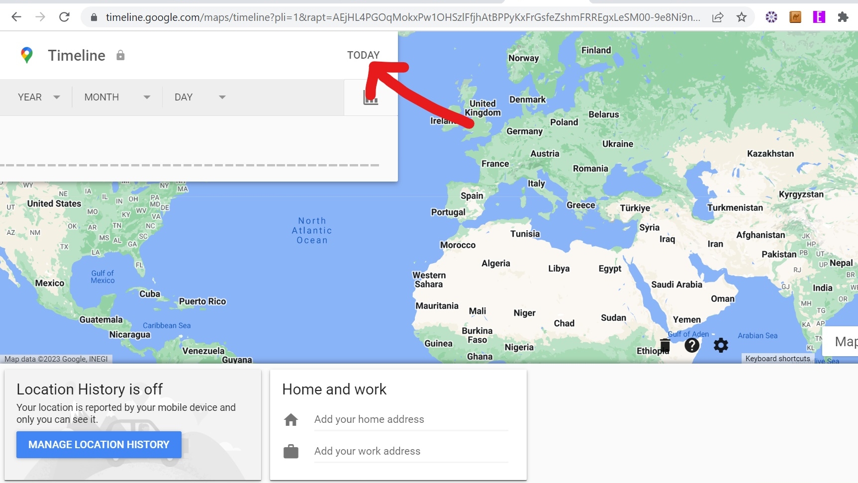 Screenshot of Google Maps Timeline