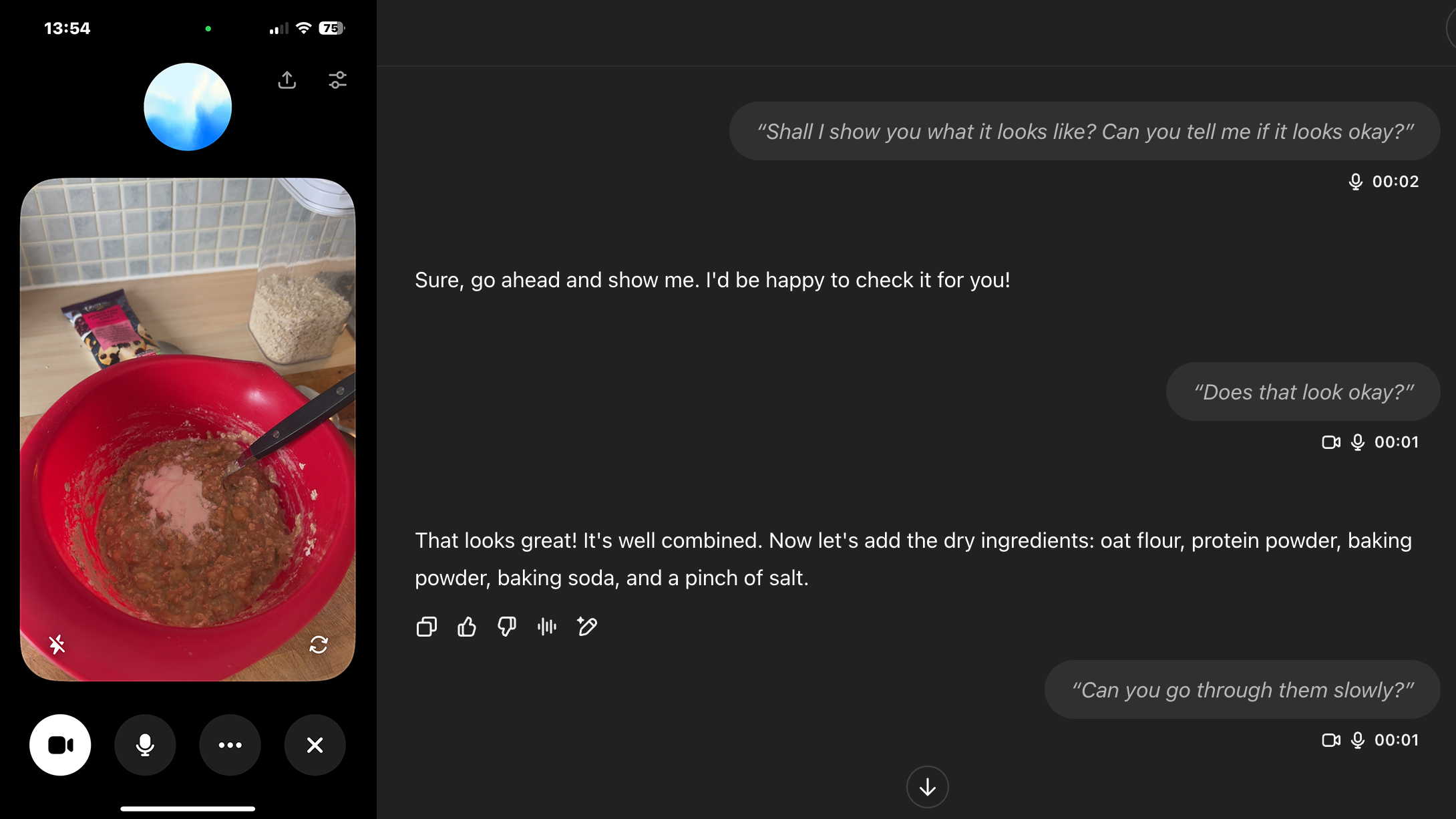 A screenshot of the ChatGPT interface with a screenshot of baking