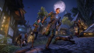 Characters running around in The Elder Scrolls Online.