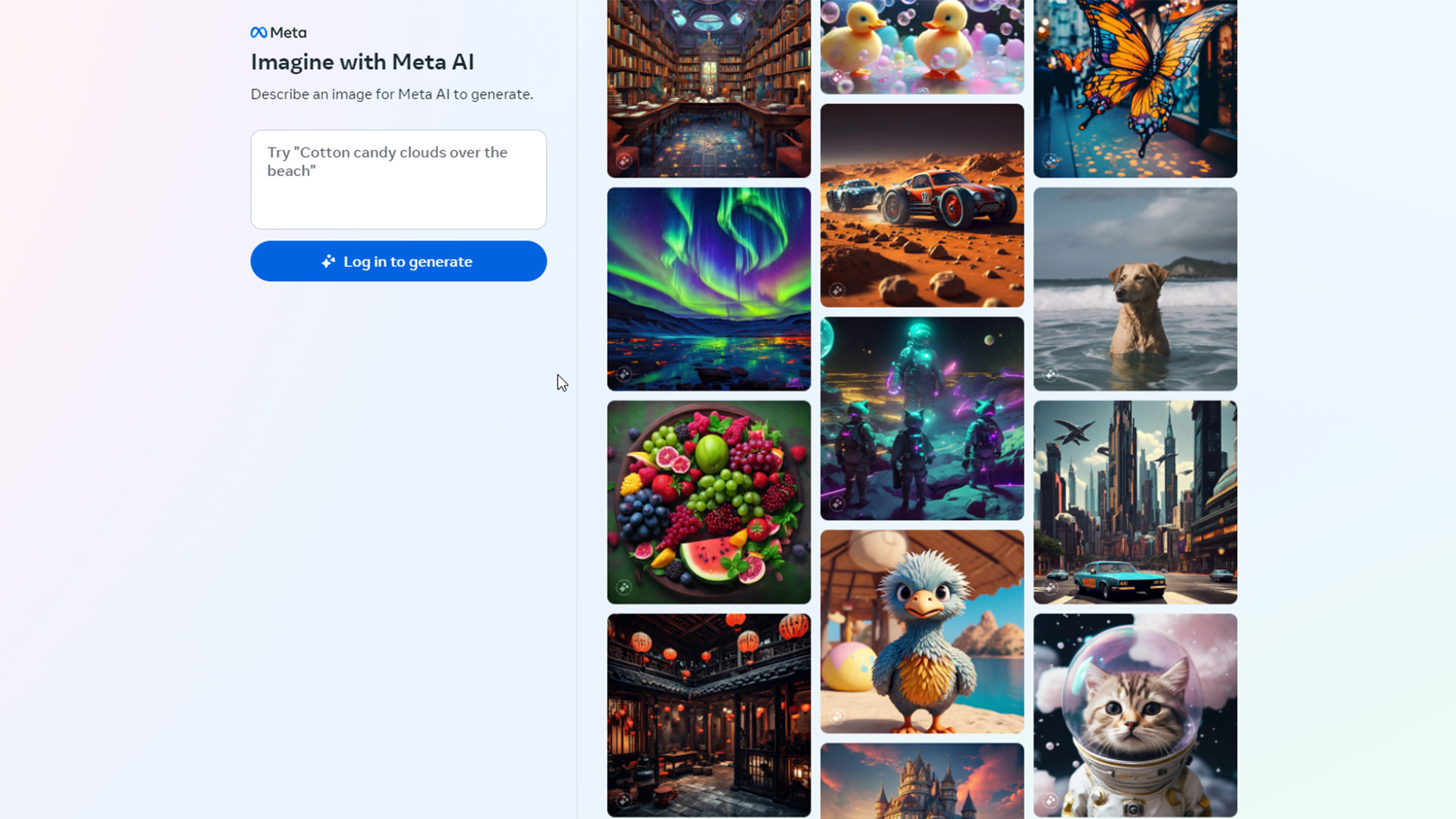 Meta's Imagine website