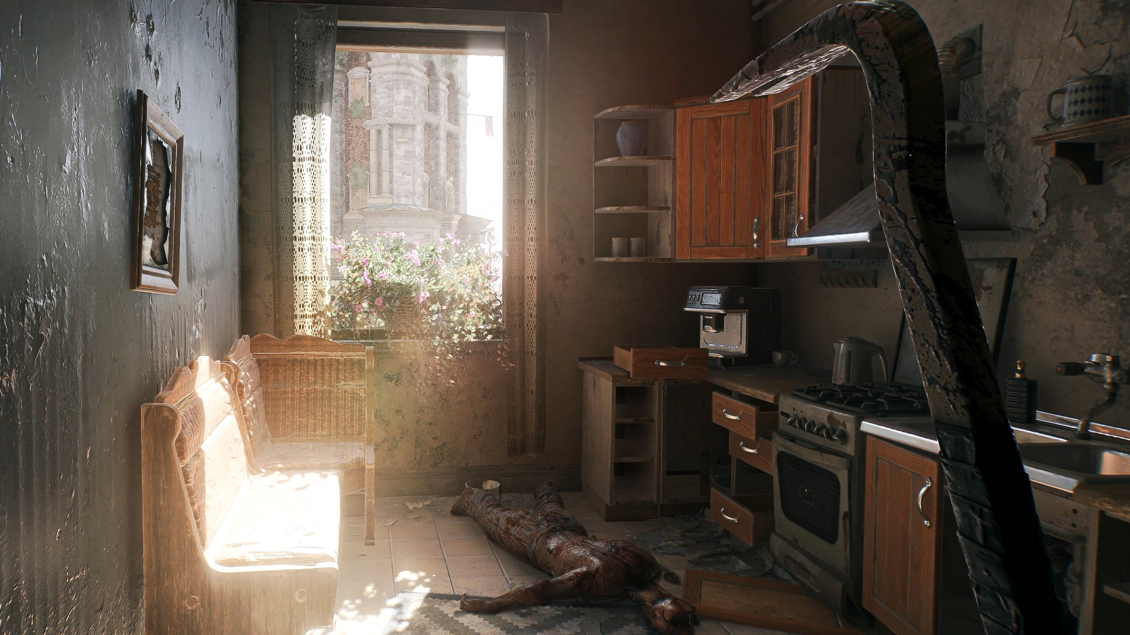 A dilapidated apartment from Dying Light: The Beast