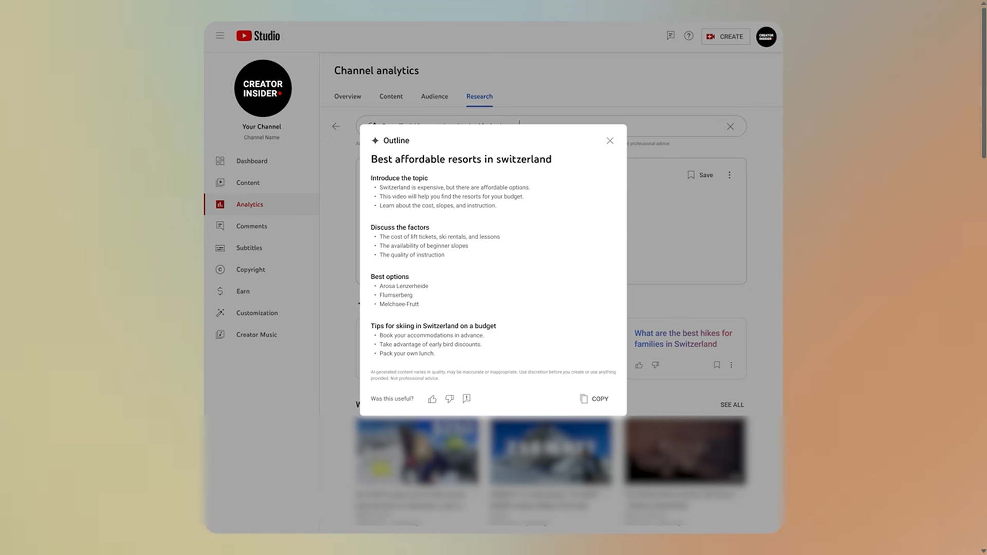 YouTube Brainstorm