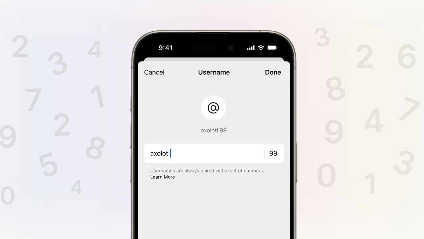 A phone showing usernames in the Signal app