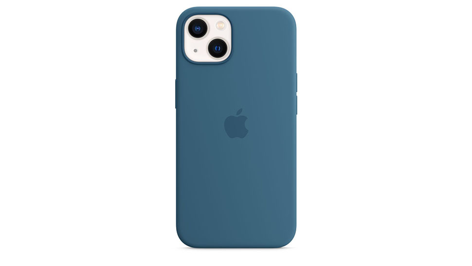 An Apple iPhone 13 Silicone Case with MagSafe against a white background