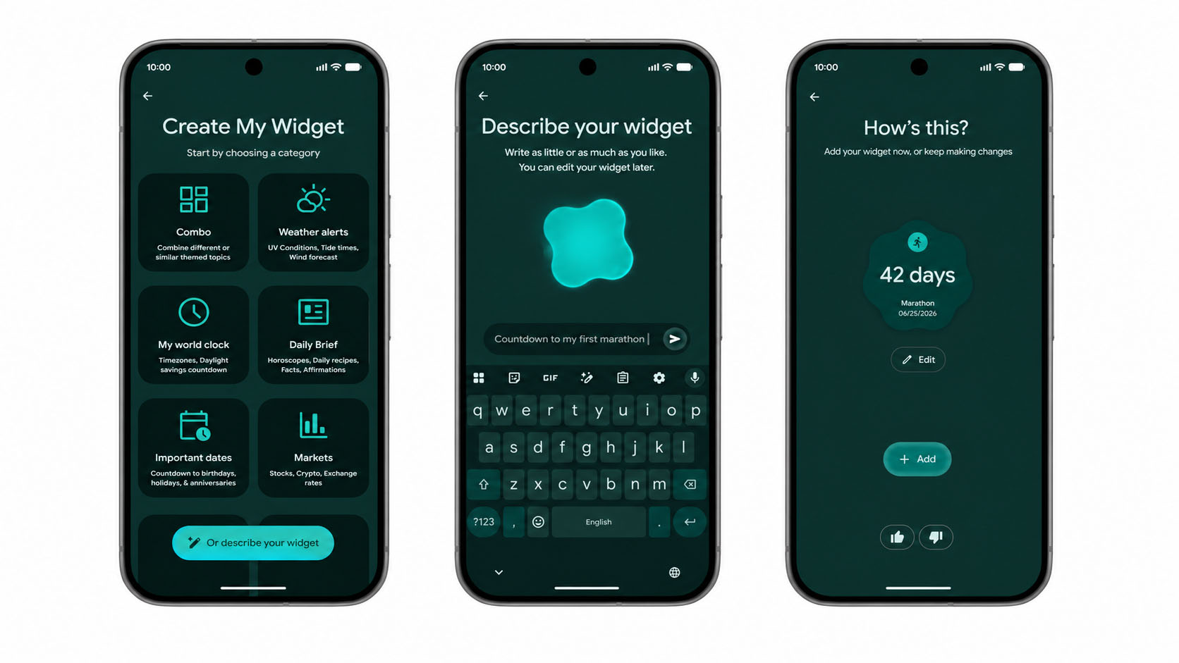 Gemini widget creation.