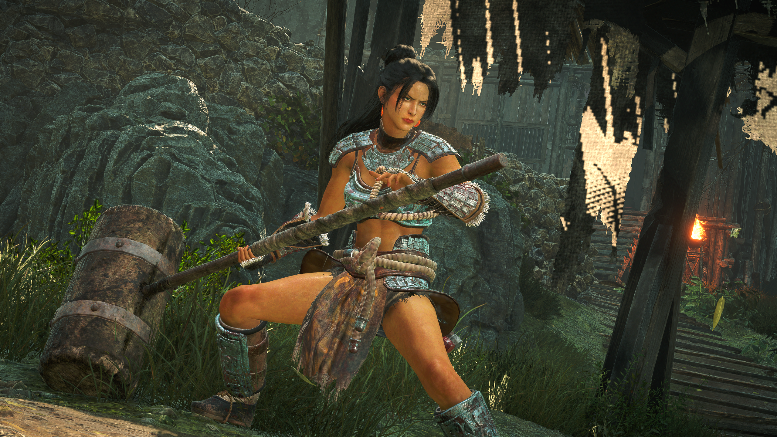 Custom female character wielding large hammer in Wo Long 2: Wings of Ember