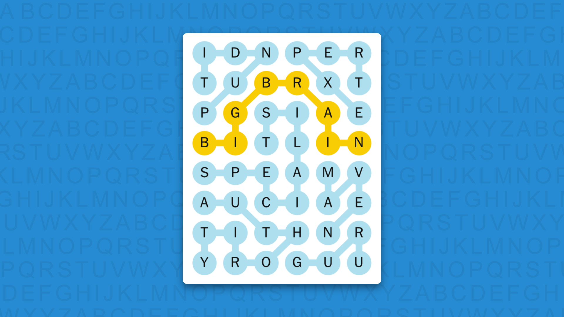 NYT Strands answers for game 875 on a blue background