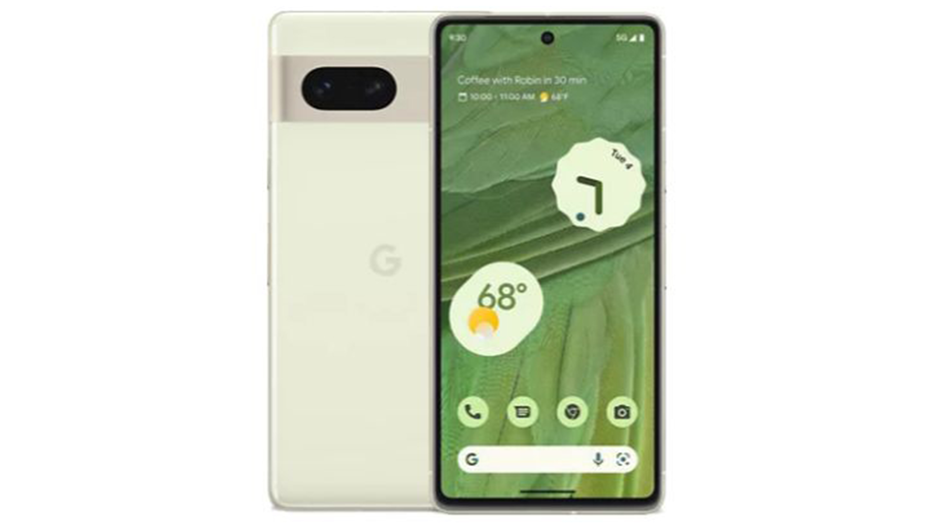 Google Pixel 7 lemongrass front and back