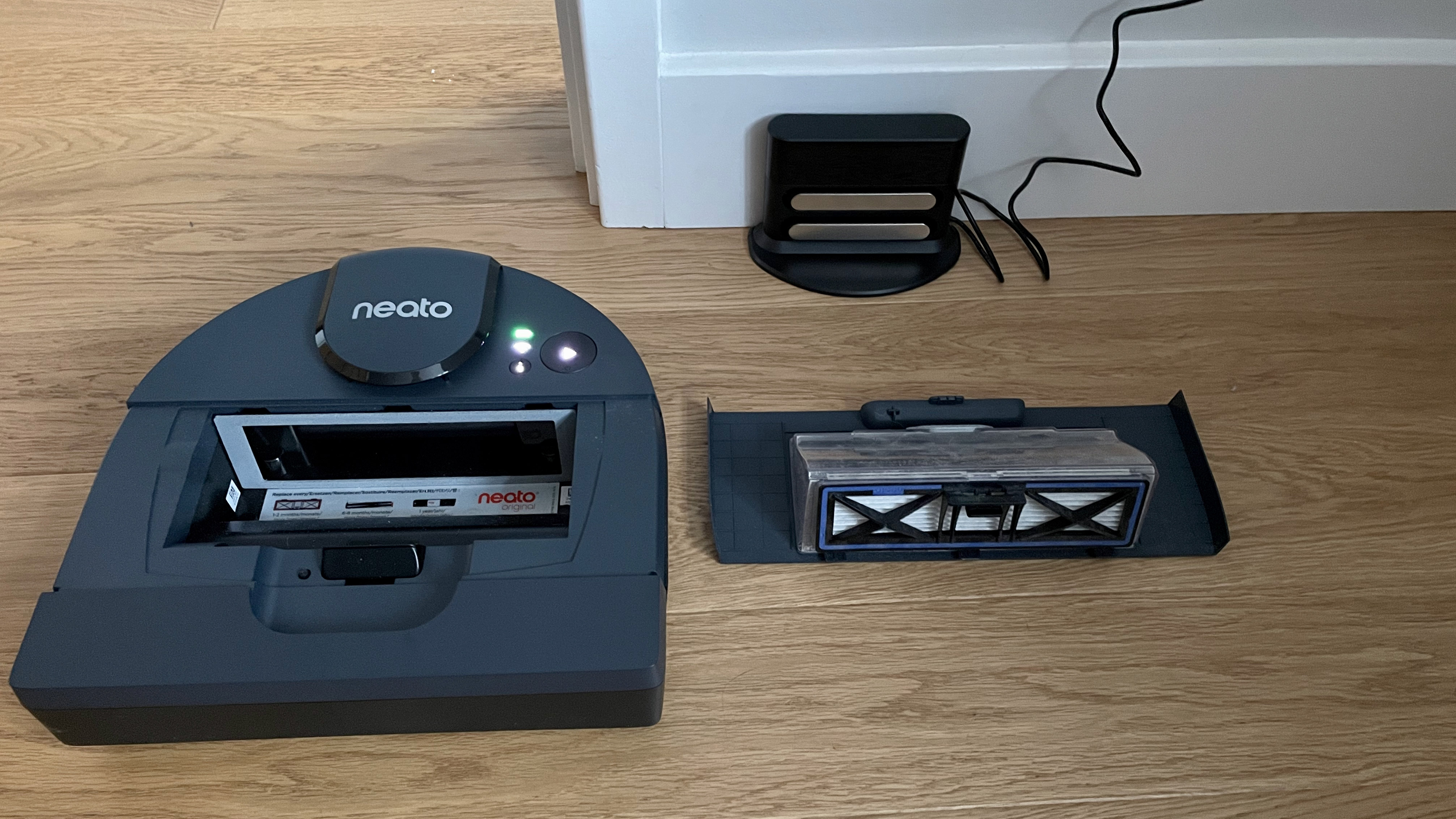 The Neato D8 with its dust canister removed