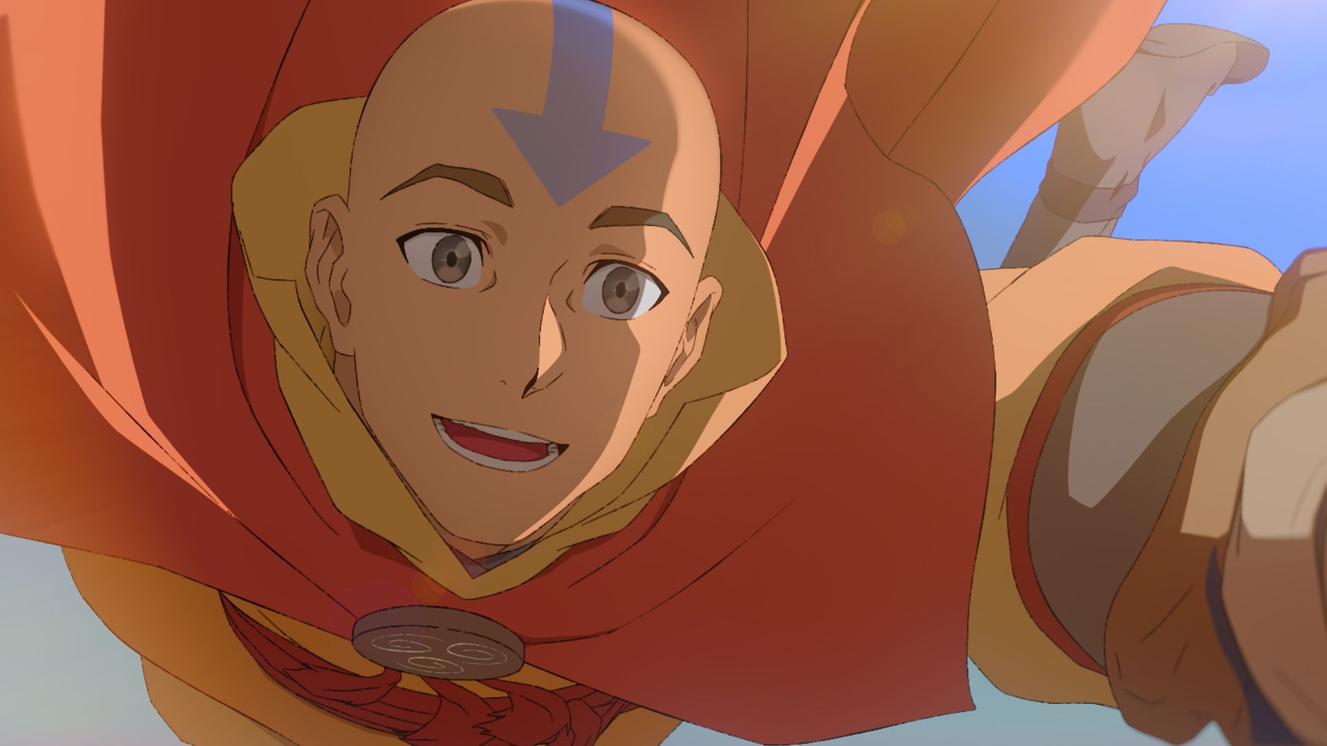Aang flies through the air