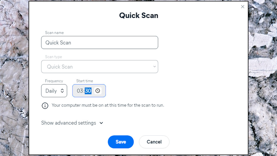 Avast One Gold: schedule scan.