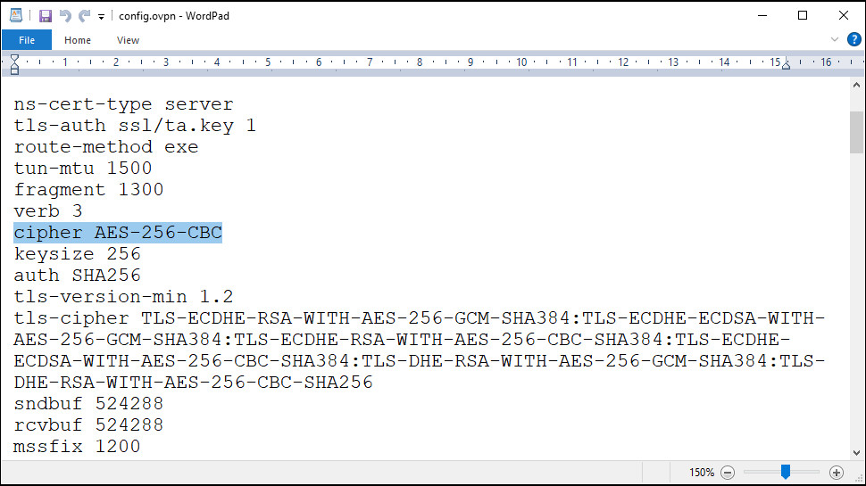 OpenVPN connections are configured with many different settings