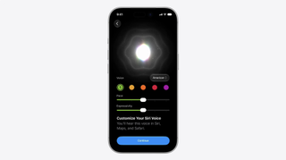 Siri AI voice adjustment sliders on an iPhone