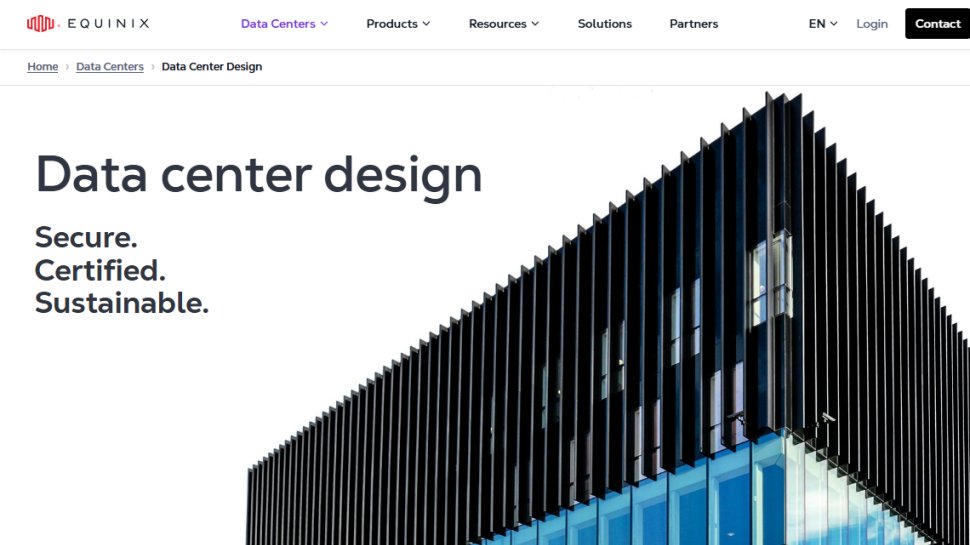 Website screenshot of Equinix (August, 2025)