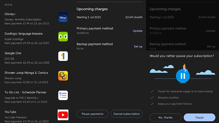 how to unsubscribe from Google Play Store