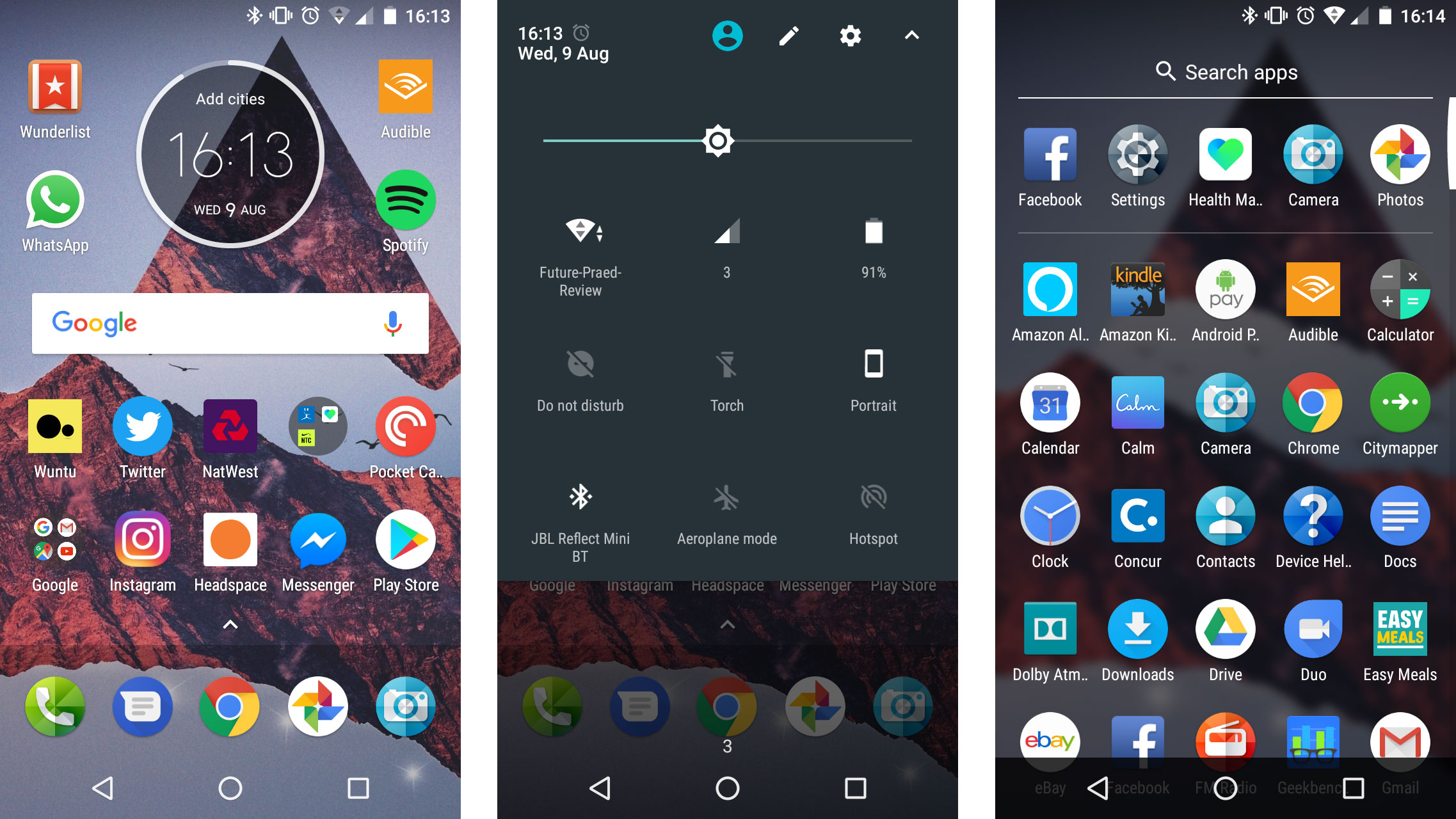These screenshots show the UI of the Moto E4 Plus.