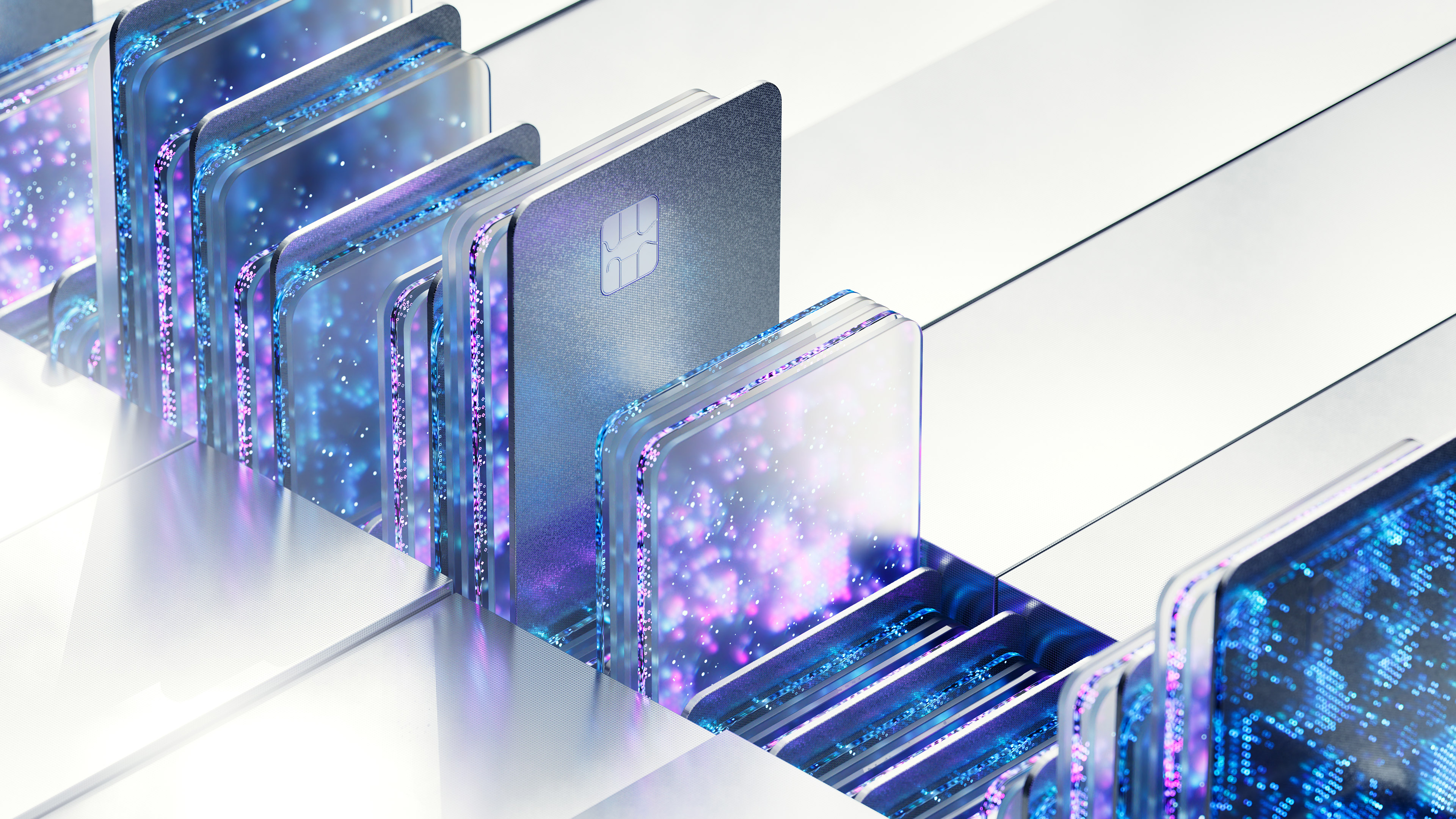 Digital representations of phones and cards in slots