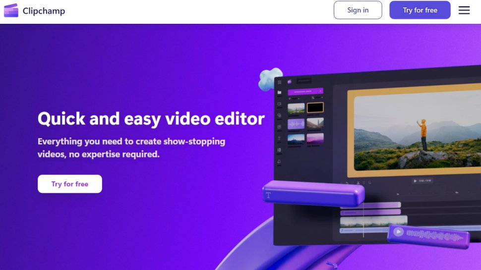 Website screenshot from Clipchamp (January 2025)