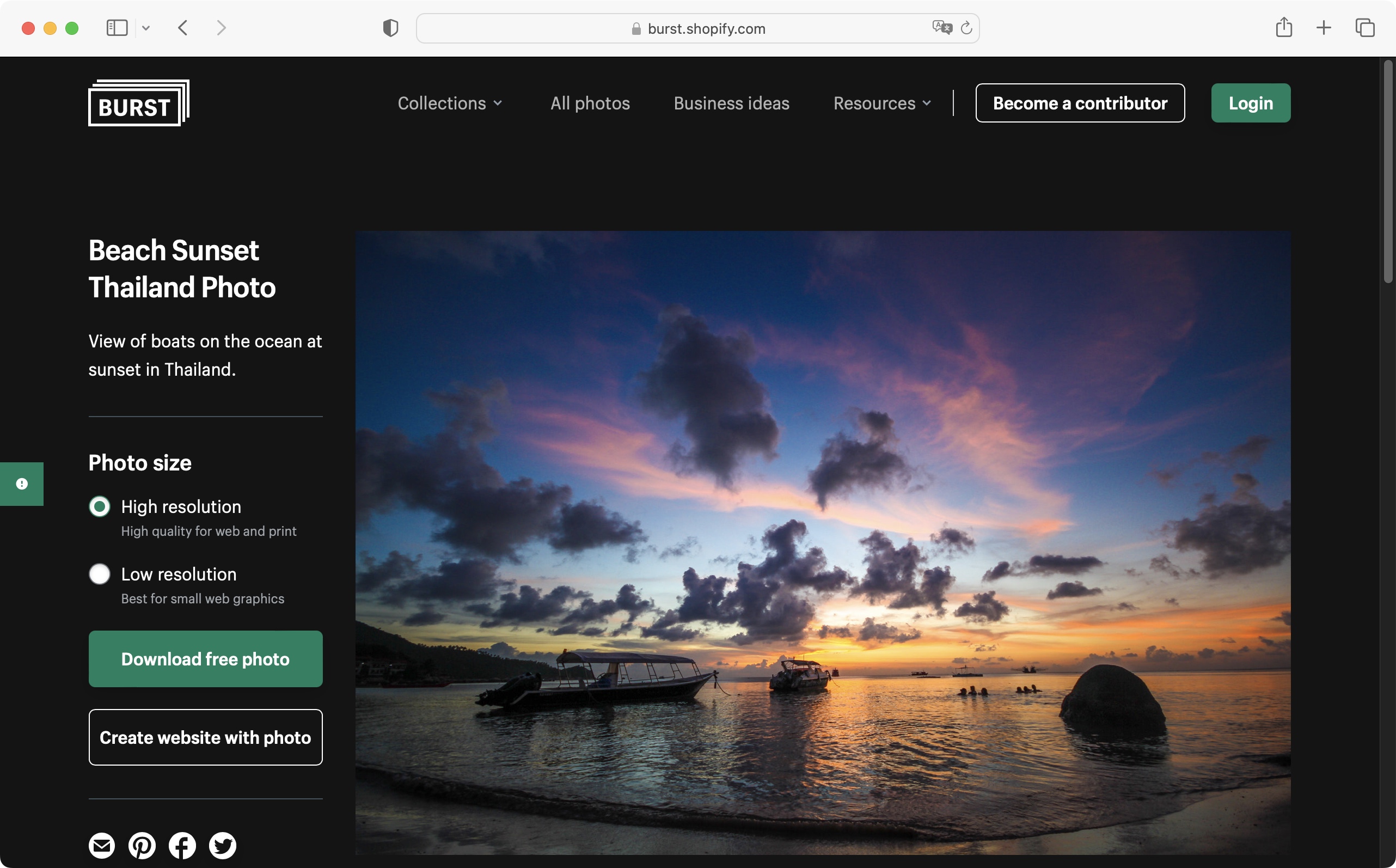 Burst by Shopify, a free stock photo site for businesses