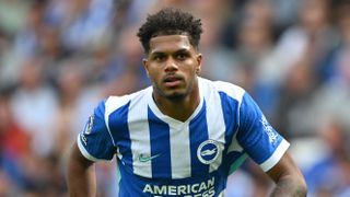 Georginio Rutter of Brighton & Hove Albion in action during the Premier League match between Brighton & Hove Albion and Manchester City at Amex Stadium on August 31, 2025 in Brighton, England.