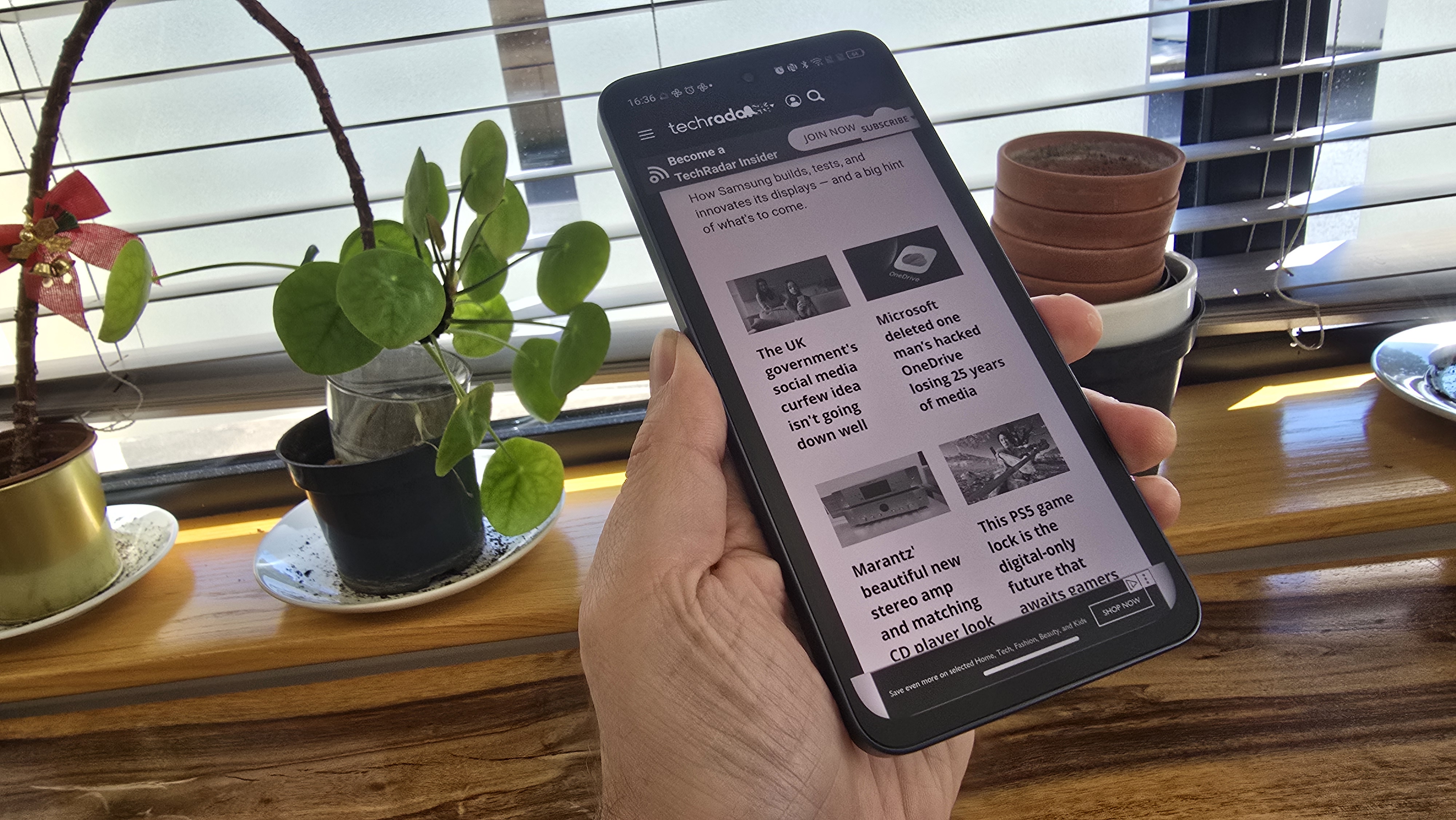 TCL NXTPAPER 70 Pro smartphone in an office and outdoors