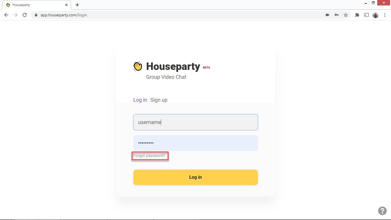 Houseparty password
