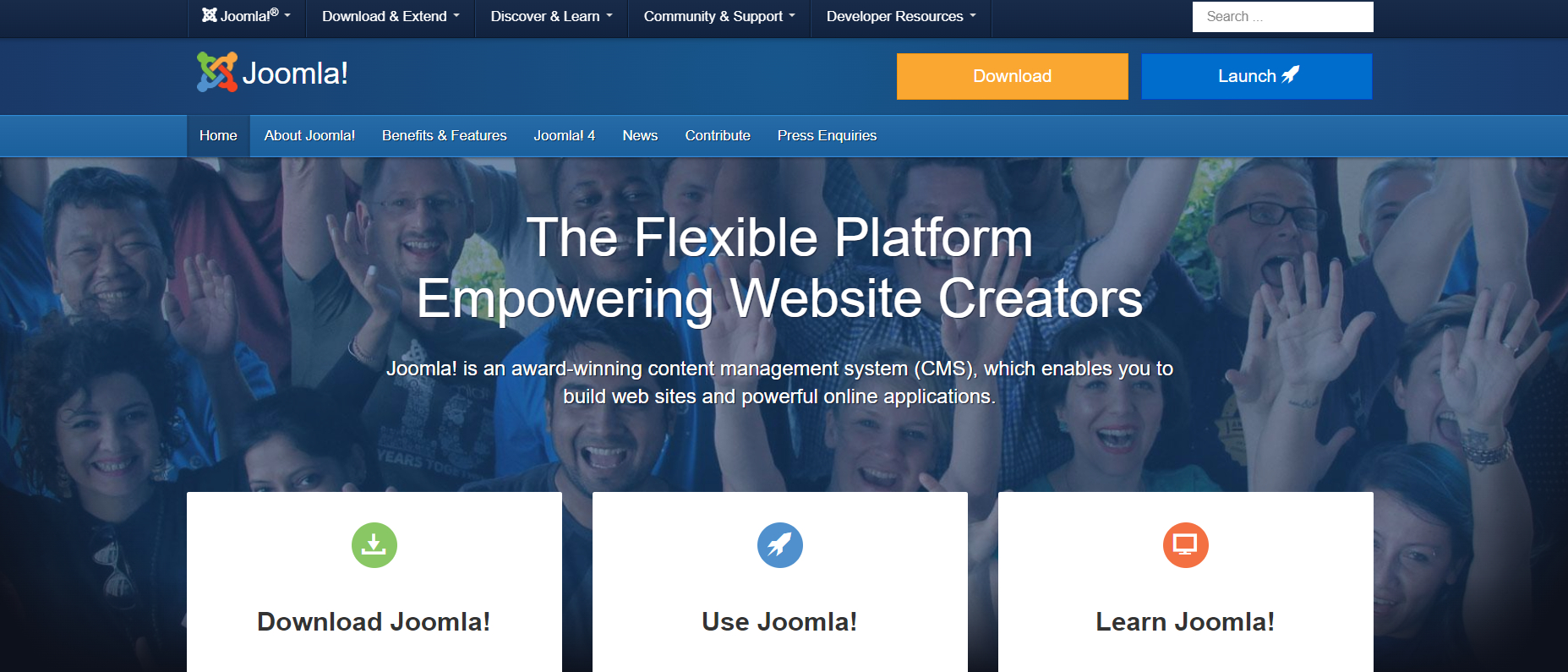 Joomla CMS homepage website screenshot
