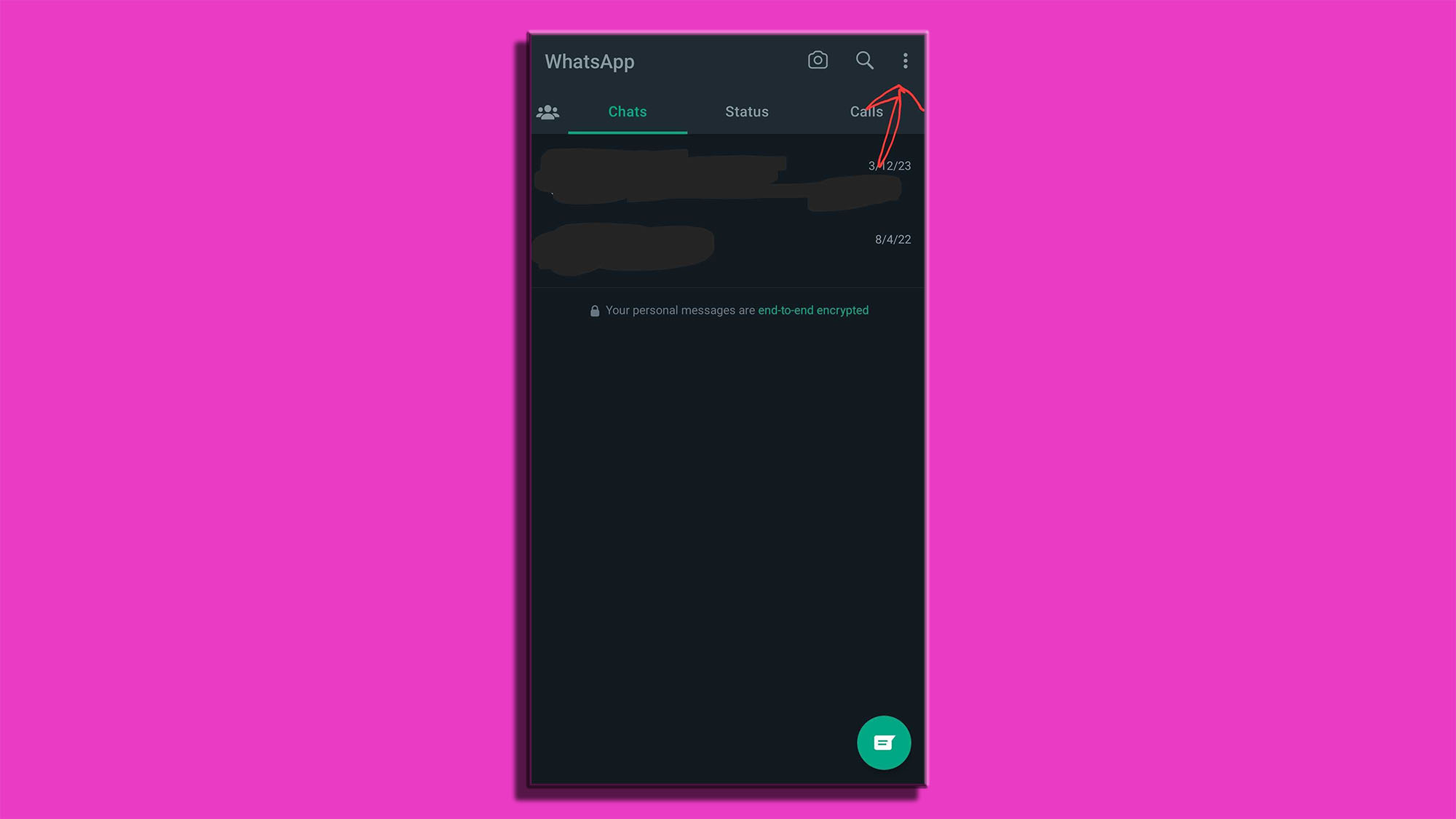 A WhatsApp settings screen