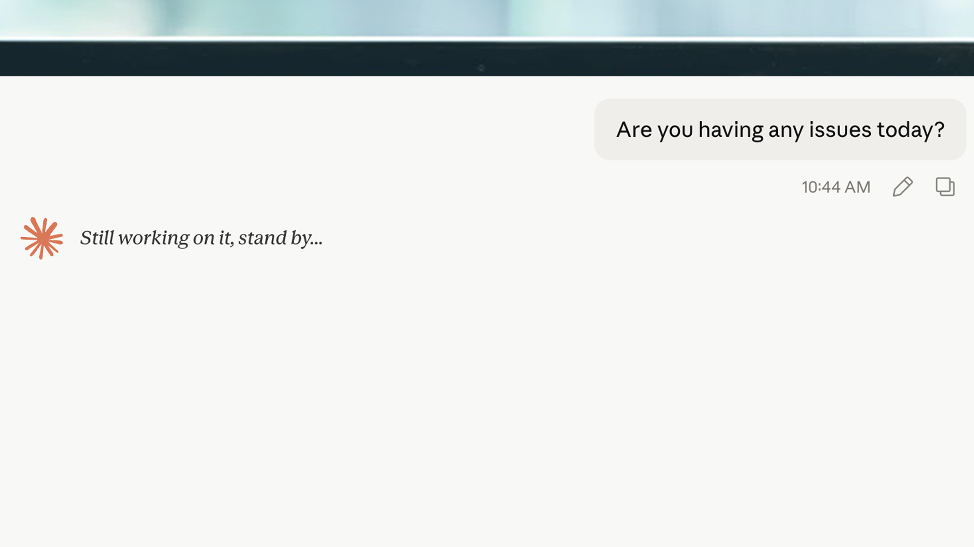 A laptop screen showing a Claude reply