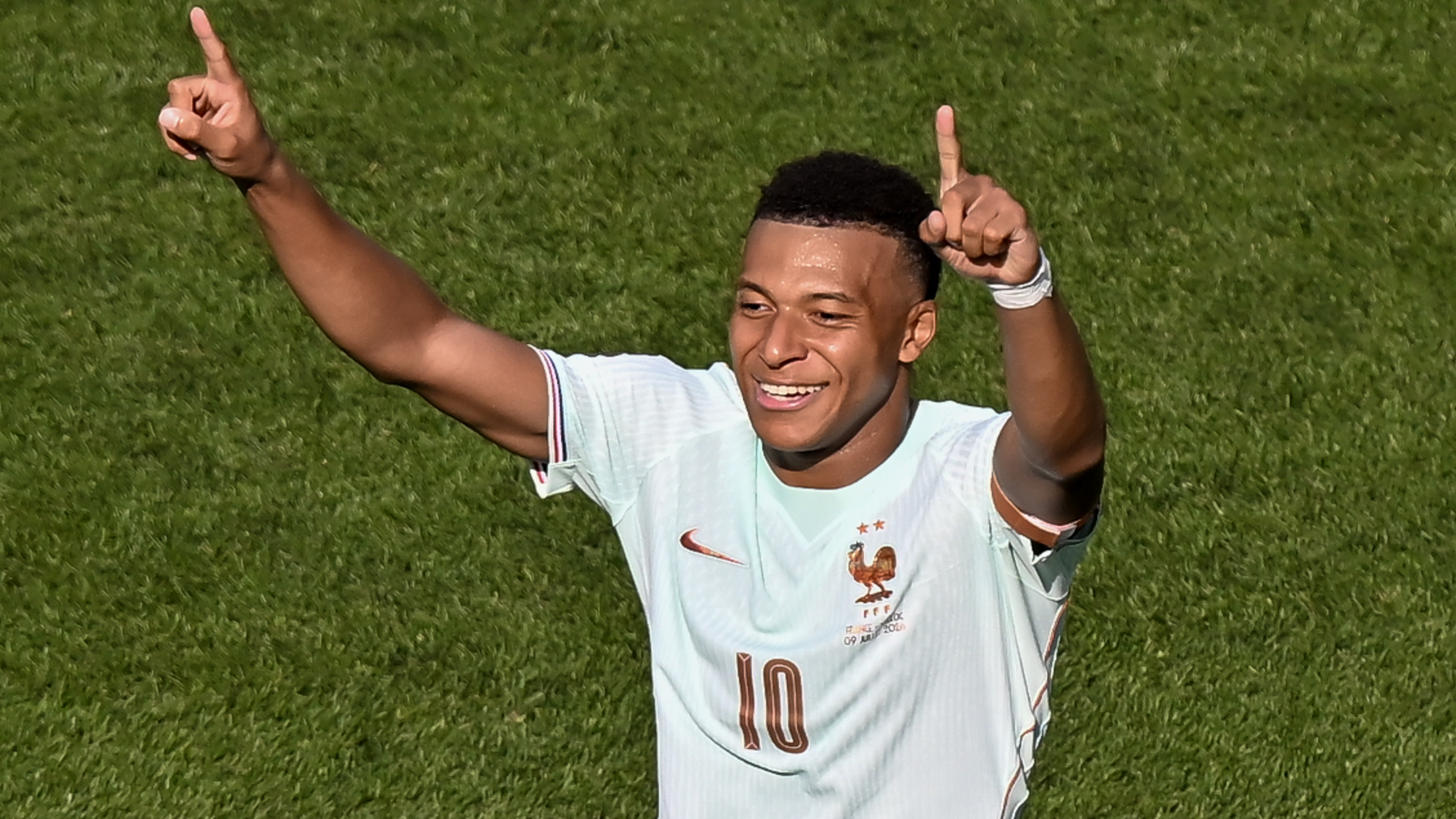 Kylian Mbappe of France celebrates after scoring the first goal during the FIFA World Cup 2026 quarter-final match between France and Morocco